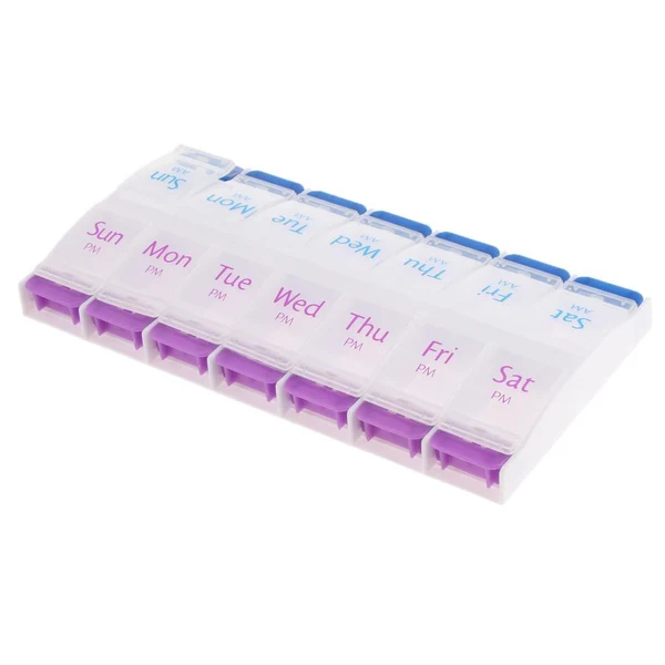 Crafted AM PM 14 Slots 7 Day Travel Pill Tablet Medicine Capsule Box Organizer Holder Case Innovative