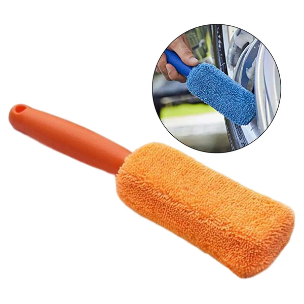 Eco-Friendly Maxbell Car Wheel Brush Wash Tool Reusable for Fenders Engines Door Plugs Orange Genuine