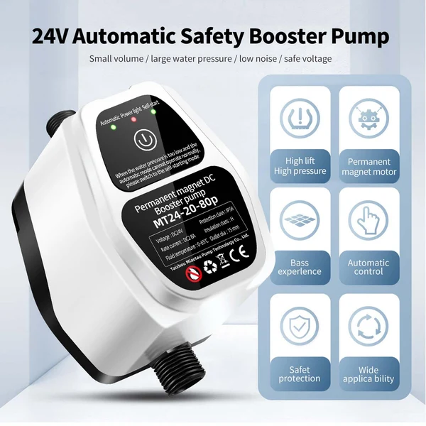 Premium Maxbell Household Water Booster Pump 100W Water Heater Boost for Kitchen Sink Shower White Modern