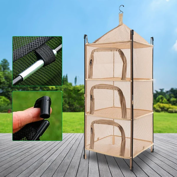 Natural Maxbell Multi Layers Hanging Drying Rack Net Foldable Lightweight Black creamy white Sophisticated