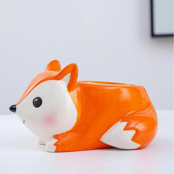 High-End Maxbell Ceramic Animal Succulent Planter Pot Housewarming Gifts for Garden Handmade Fox Classic