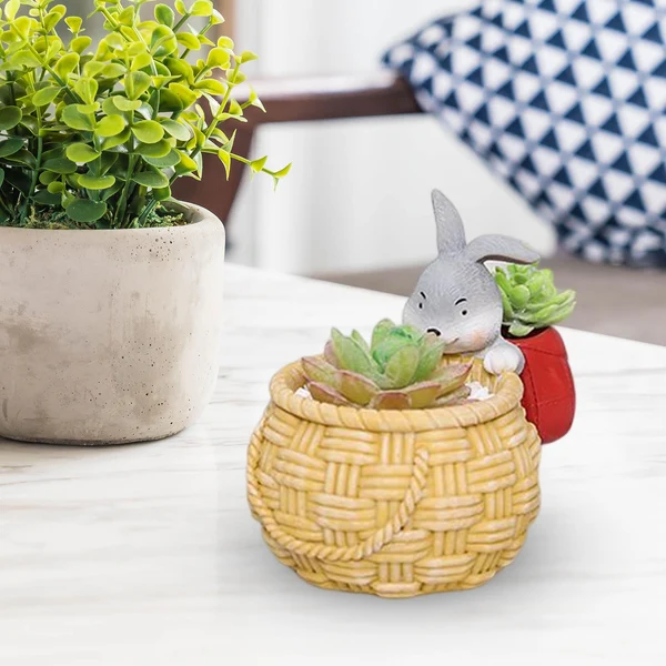 Original Maxbell Creative Animal Themed Planter Pot with with Drainage Hole for Windowsill Rabbit Premium Material
