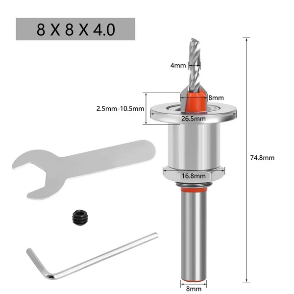 Soft Maxbell Woodworking Drill Bit Countersink Adjustable Round Shank Steel for Drilling 4mm Minimalist