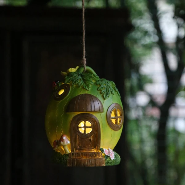 Elite Maxbell Solar Watermelon Resin Statue Figurine Sculpture for Patio Deck Ornament World-Class