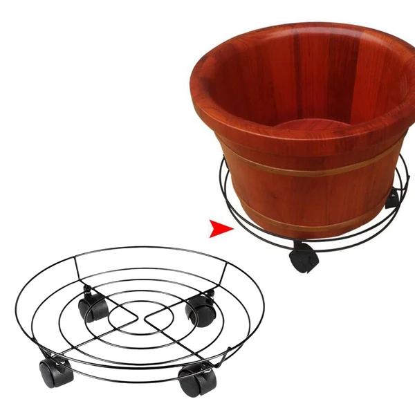 Safe Maxbell Metal Iron Potted Planter Stand Holder 36cm with Wheels Rotation 360 Degree No Locking Pure