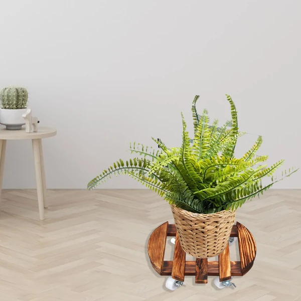 Original Design Maxbell Movable Wooden Flowerpot Rack with Lockable Brake Rolling Caster for Corner Round 25cm Official