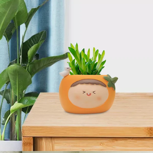 Effective Maxbell Planter Flower Pot with with Drainage Hole for Decoration Holiday Gift Light Orange Crafted