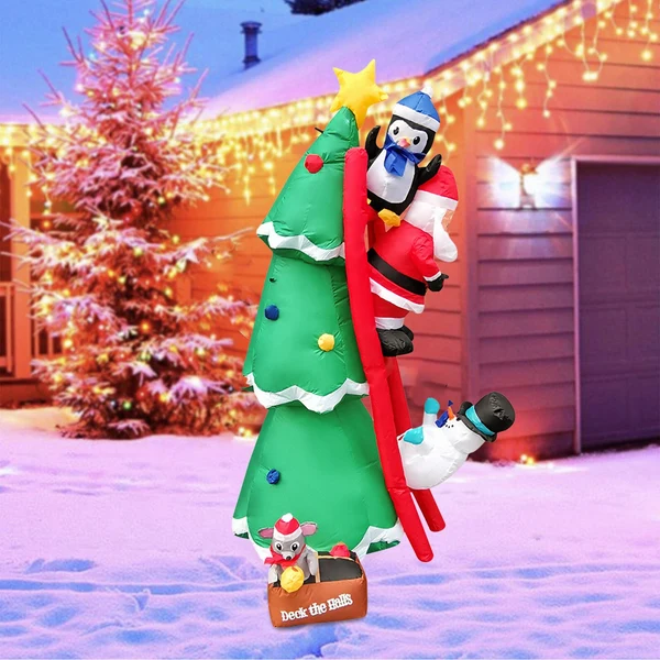 Crafted Maxbell 6 ft Christmas Inflatable Santa Climbing Ladder for Family Party Christmas Recyclable