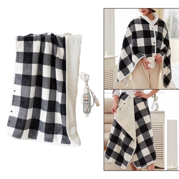 Sustainable Maxbell Electric Heated Blanket Heating Shawl Adults Soft for Living Room Black High-Performance