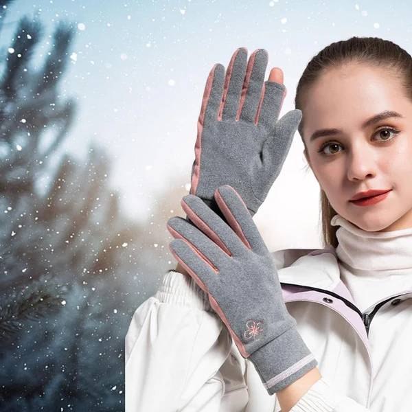 Official Maxbell Winter Warm Gloves Hiking Biking Forefinger Clamshell Touchscreen Gloves Gray High-Performance