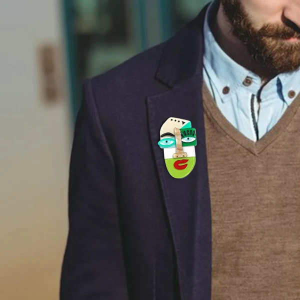Eco-Friendly Maxbell Acrylic Brooch Brooches Fashion Modern Cartoon Jewelry for Bags Casual Gift Green Recyclable