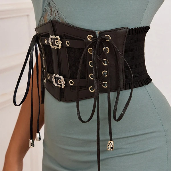 World-Class Maxbell Fashion Elastic Lace up Waist belt Cinch Belt for Ladies Girls Dresses Casual