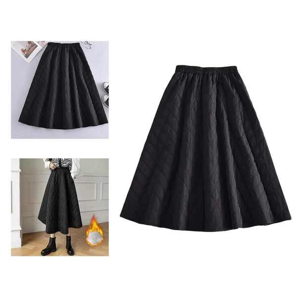 Exceptional Maxbell Women Down Skirt Long Skirt with Pocket Winter Female Windproof Streetwear Black User-Friendly