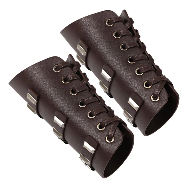 Quality Maxbell Vintage Style Arm Guard Steampunk Vambrace for Party Adult Costume Dark Brown Powerful