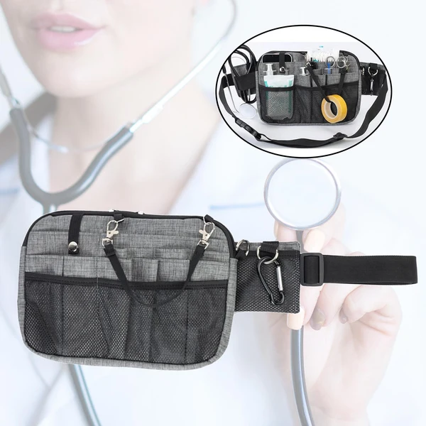 Authentic Maxbell Utility Nurse Fanny Pack Nursing Organizer Belt Nurse Apron Hip Bag Pouch Gray Detailed