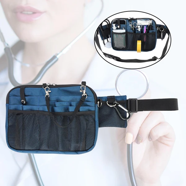 Trendy Maxbell Utility Nurse Fanny Pack Nursing Organizer Belt Nurse Apron Hip Bag Pouch Blue Breathable