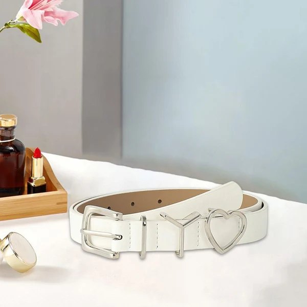 Traditional Maxbell 106cm Women PU Leather Waist Belt Width 0.9inch Skirt Pin Buckle Waist Band White Modern