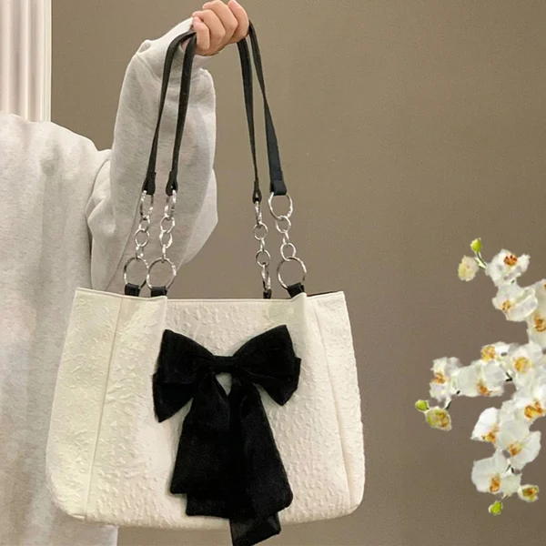 Innovative Maxbell Women Shoulder Bag Totes Satchel Casual Bow Tie Holiday Canvas Bag Hobo Durable