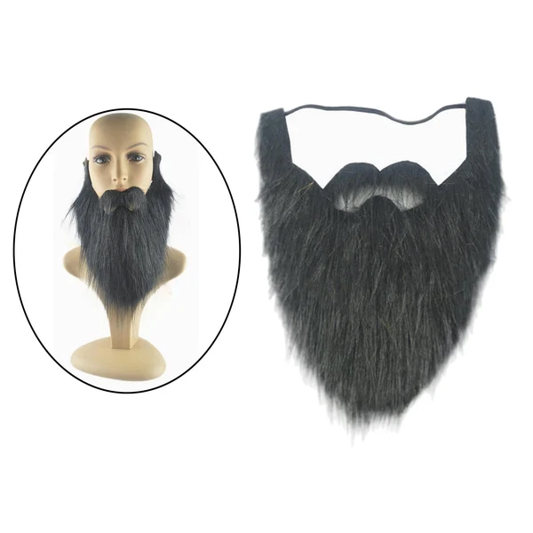Unique Maxbell Long False Beard Costume Accessories Festive Props Cosplay Holiday Mustaches Black Pure