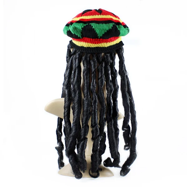 Artisan Maxbell Reggae Rasta Hat with Dreadlocks Costume Accessories Rave Beanie Wig Hat Safe