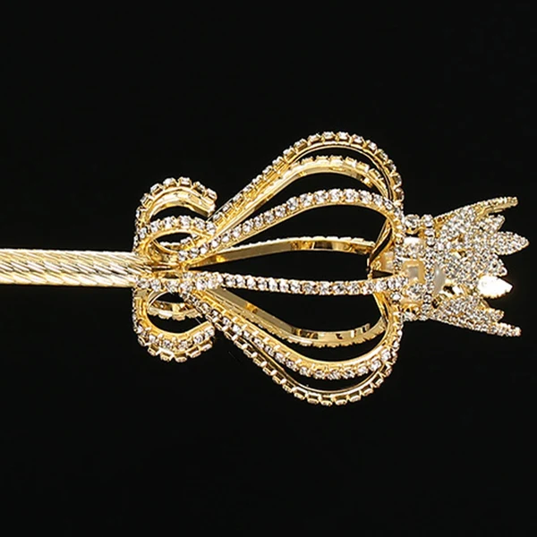 Exceptional Maxbell Princess Wand Rhinestone Scepter for Pageant Party Costume Accessories Aureate Detailed