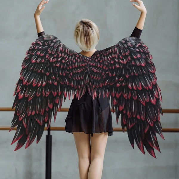 Trendy Maxbell Non Woven Fabric Angel Wings Mardi Gras Halloween Cosplay Costume Props Black Red Superior