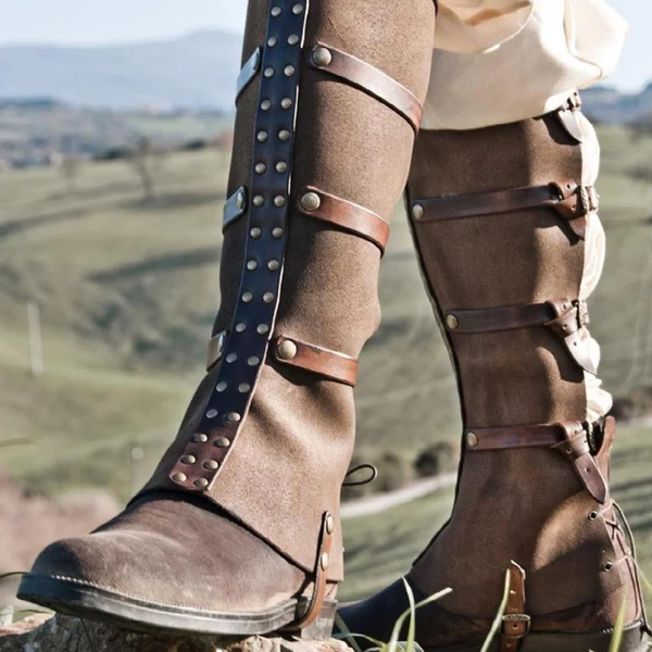 Easy-to-Use Maxbell Medieval Boots Shoes Cover Protective Adjustable Pirate Boots Tops Covers Brown High-Performance