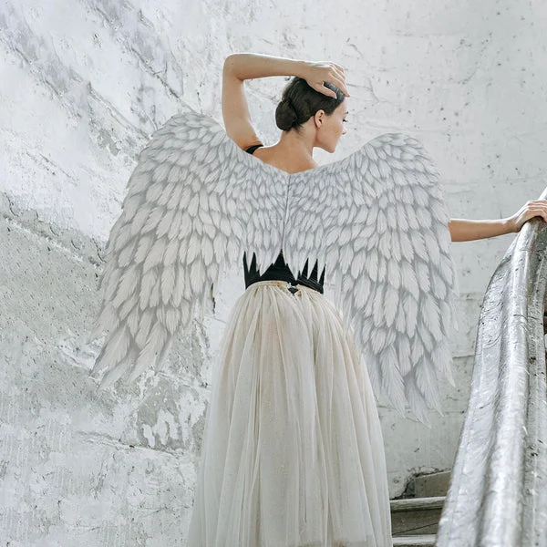 Powerful Maxbell Non Woven Fabric Angel Wings Mardi Gras Halloween Cosplay Costume Props White Optimized