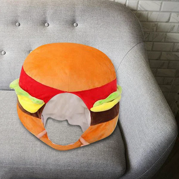 Certified Maxbell Cute Short Plush Hat Hamburger Headgear One Stuffed Plush Toys Party Novelty High-Grade