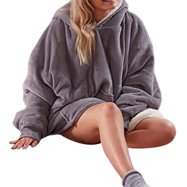 Green Maxbell Blanket Hoodie Sweatshirt Wearable Soft Oversized Sherpa for Adult grey Authentic