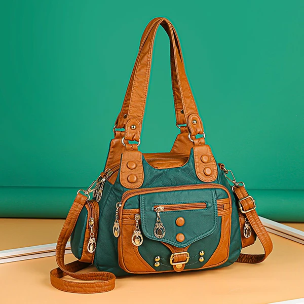 Convenient Maxbell Handbag Purse Holder Wallet Travel Money Cosmetics Soft PU Shoulder Bag Green Crafted