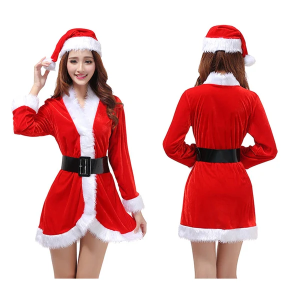 Casual Maxbell Women Xmas Santa Claus Costume Set with Belt Fancy Dress Clothing Contemporary