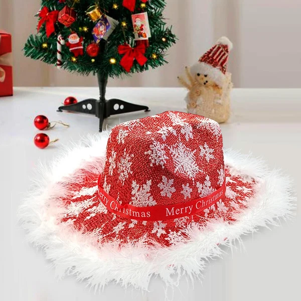 Minimalist Maxbell Western Cowboy Hat Wide Brim Cowgirl Hat for Christmas Carnival Costume Feather Brim Modern