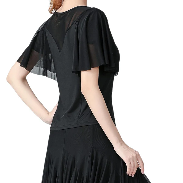 Smooth Maxbell Elegant Women Ballroom Dance Tops Blouses Modern Short Sleeved for Rumba 2XL Excellent