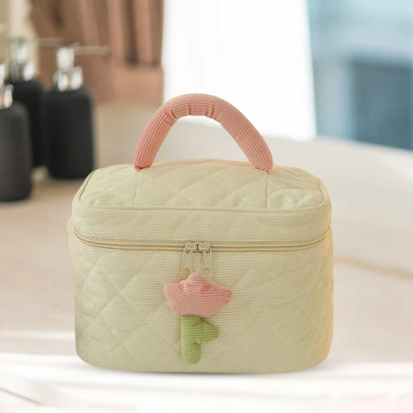 Premium Material Maxbell Fashion Cosmetic Bag Pouch Organizer Zipper Corduroy Toiletry Bag beige Outstanding