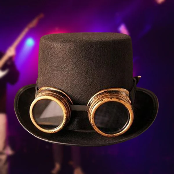 Flexible Maxbell Unisex Steampunk Top Hat with Glasses One Size Gothic for Cosplay Party Glasses World-Class