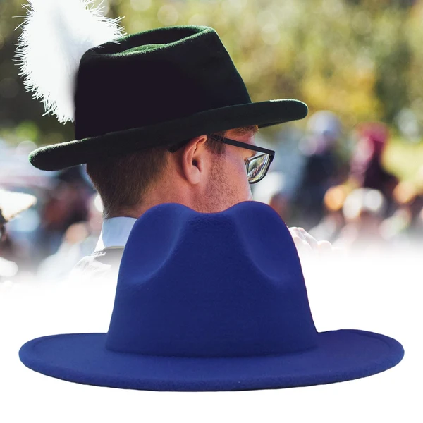 Environmentally Friendly Maxbell Fashion Fedora Hat Soft Props Warm for Women Men Wedding Stage Performance Blue Efficient