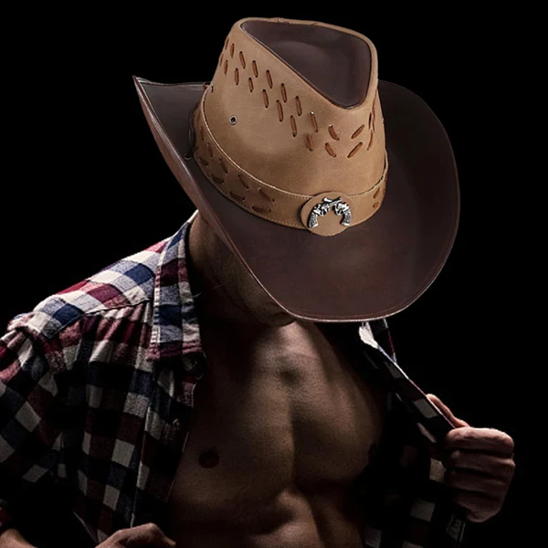 Fine Crafted Maxbell Western Cowboy Hat Wide Roll up Brim Hombre Caps Fashion Sombrero PU Leather 2 Colors Environmentally Friendly