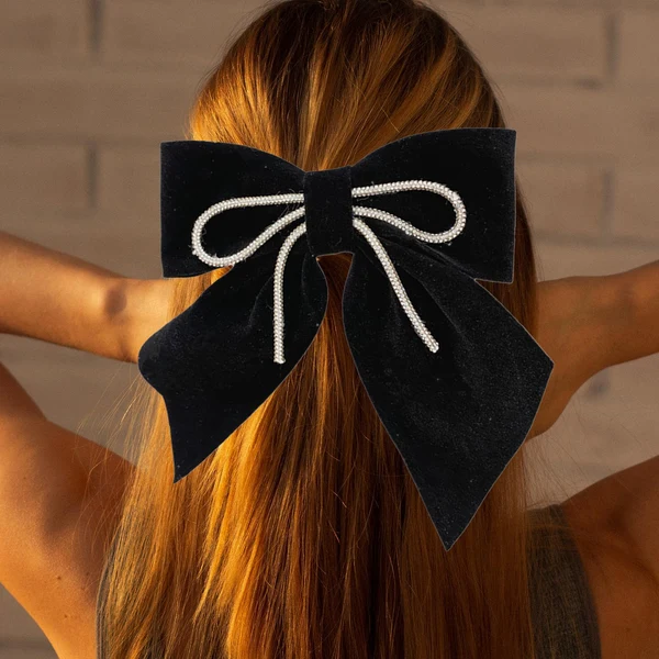 Convenient Maxbell Velvet Hair Bows Hair Clips French Hair Barrettes Headwear Girls Toddlers Black Solid