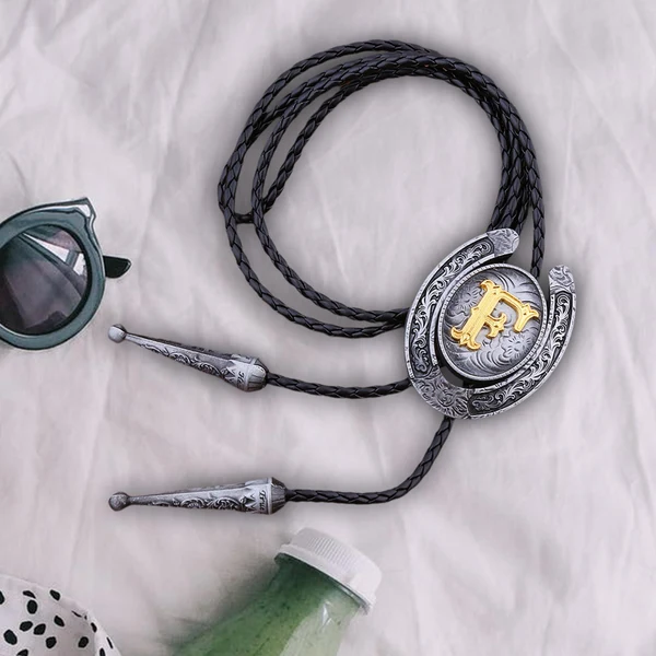 Natural Maxbell Bolo Tie Necklace Letter Pendant Chain Casual for Hoodies Anniversary suits F Exclusive