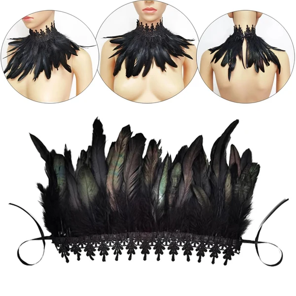 Top-Quality Maxbell Gothic Feather Choker Shoulder Wrap Cape Masquerade Party Shawl Shrug Faux scarf Innovative