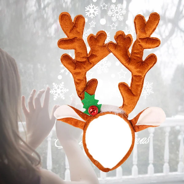 Advanced Maxbell Christmas Deer Antlers Headband Deer Antler Ears Hair Band for Party Favors Turmeric Recyclable