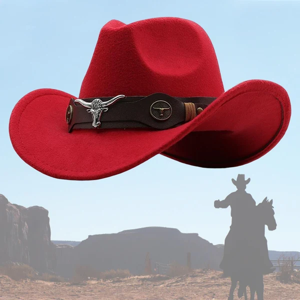 World-Class Maxbell Cowgirl Hat Breathable Casual Cowboy Hat for Women Men Fall Short Trips Red Versatile