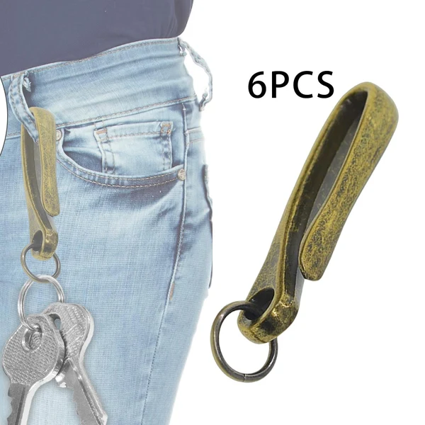 Clean Maxbell 6Pcs Japanese Fish Hook Keychain Belt Clip Purse Wallet Holder Key dark bronze Casual