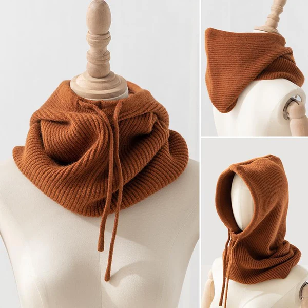 Optimized Maxbell Warm Winter Hats Ski Neck Warmer Cap Outdoor Sports Knitted Hooded Scarf Caramel Superior