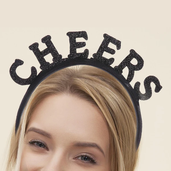 Practical Maxbell New Year Headband Party Hair Hoop Glitter Letter Hairband for Xmas Costume CHEERS Top-Quality