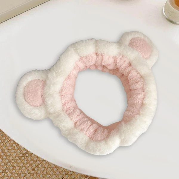 Trendy Maxbell Fleece Plush Headband Spa Hairband for Girls Skincare Makeup White Durable