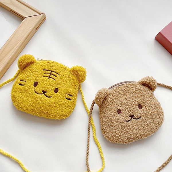 User-Friendly Maxbell Plush Shoulder Bag fashion Zipper Closure Furry Girls for kids Brown Elegant