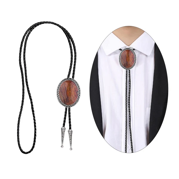 Next-Generation Maxbell PU Bolo Tie Necktie Costume Wedding Halloween Necklace Handmade Fancy Dress Brown Fast