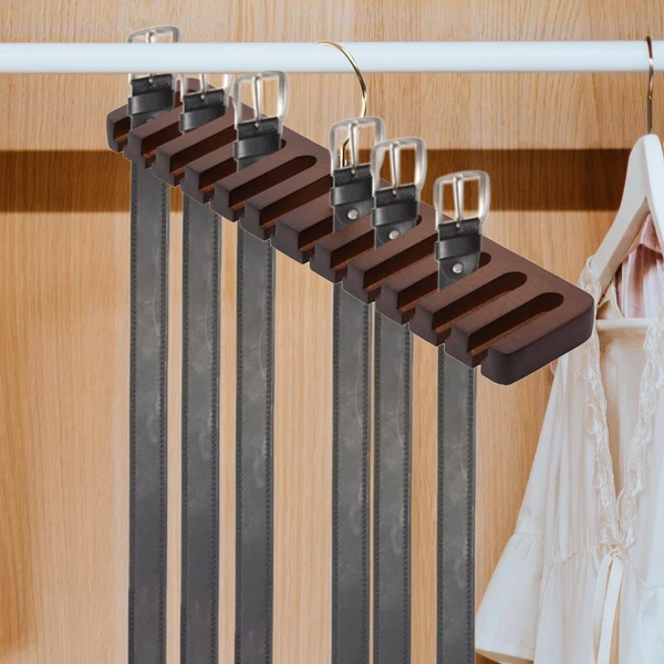 Long-Lasting Maxbell Organizer Storage Rack Portable Scarf Holder Belt Hanger for Household Dark Brown Classic